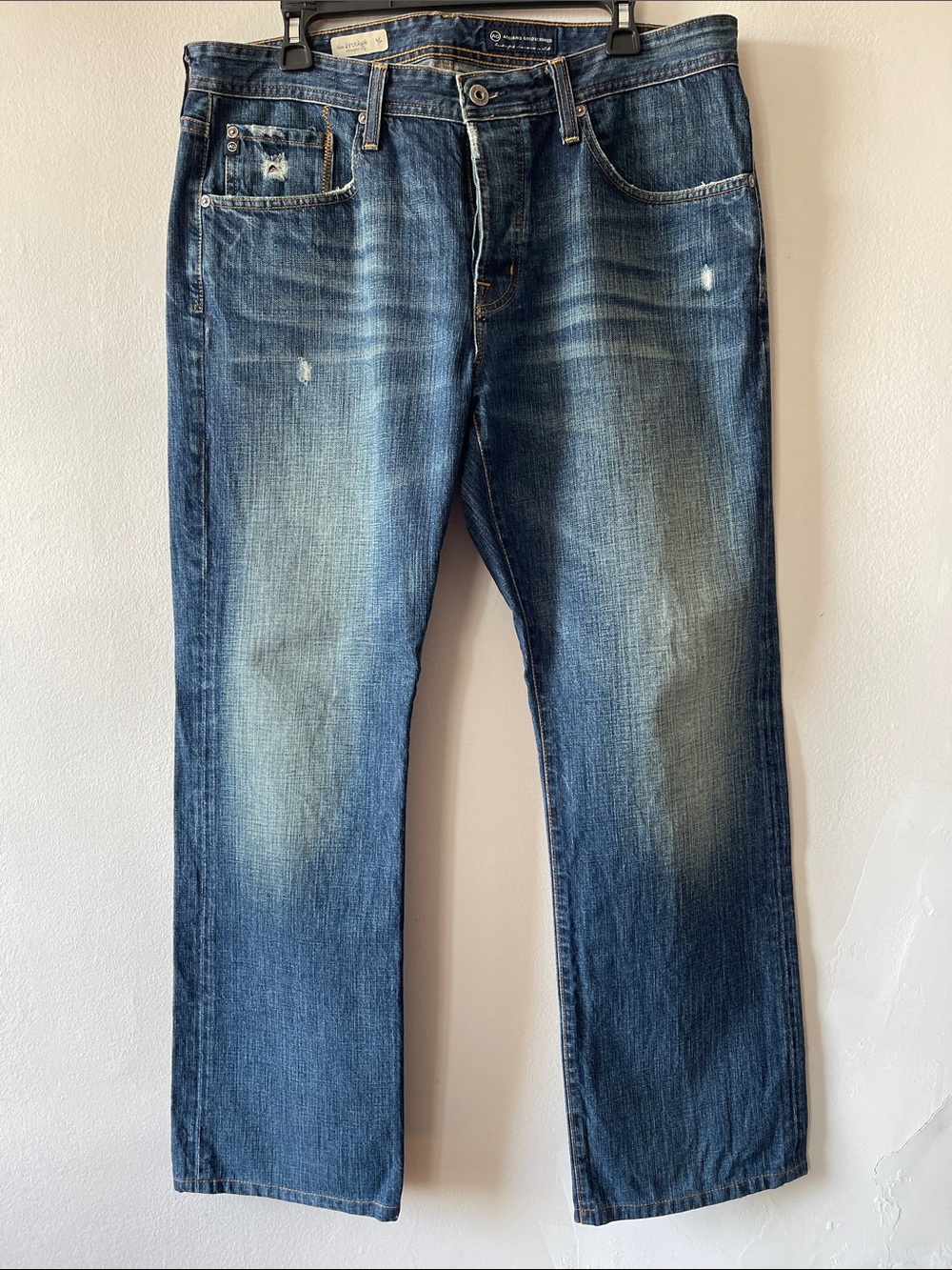 Adriano Goldschmidt  original Men's Blue Distressed Straight-Leg Jeans